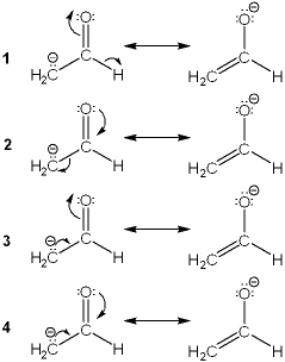 <strong>Which of the following shows curved arrows that correctly accounts for the differences between the two structures? </strong> A) 1 B) 2 C) 3 D) 4