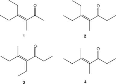 <strong>Which of the following compounds can be prepared by an aldol condensation by treating a single carbonyl compound with base? </strong> A) 1 B) 2 C) 3 D) 4