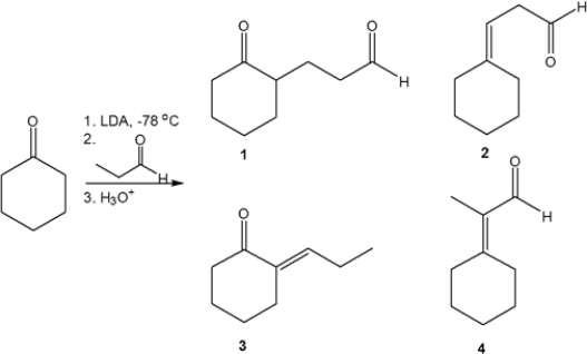 <strong>What is the major organic product obtained from the following reaction? </strong> A) 1 B) 2 C) 3 D) 4