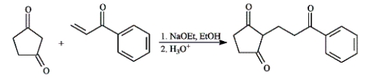 Consider the following types of reactions: 1. aldol condensation 2. Claisen condensation 3. Robinson annulation 4. Dieckmann condensation 5. Michael reaction Classify the following reactions by placing the appropriate number in the blank. ______