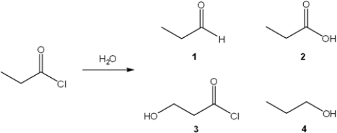 <strong>What is the major organic product obtained from the following reaction? </strong> A) 1 B) 2 C) 3 D) 4
