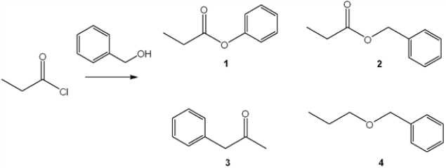 <strong>What is the major organic product obtained from the following reaction? </strong> A) 1 B) 2 C) 3 D) 4