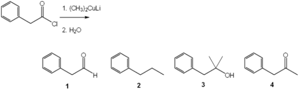 <strong>What is the major organic product obtained from the following reaction? </strong> A) 1 B) 2 C) 3 D) 4