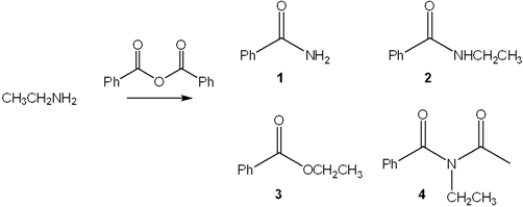 <strong>What is the major organic product obtained from the following reaction? </strong> A) 1 B) 2 C) 3 D) 4