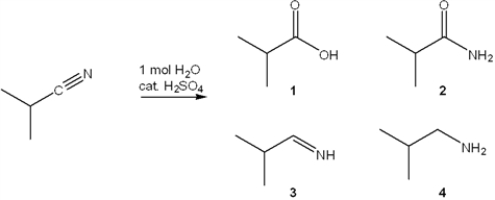 <strong>What is the major organic product obtained from the following reaction? </strong> A) 1 B) 2 C) 3 D) 4