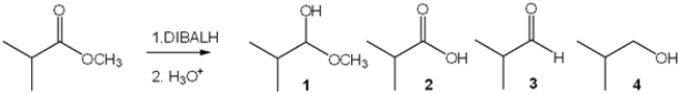 <strong>What is the major organic product obtained from the following reaction? </strong> A) 1 B) 2 C) 3 D) 4