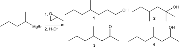 <strong>What is the major organic product obtained from the following reaction? </strong> A) 1 B) 2 C) 3 D) 4