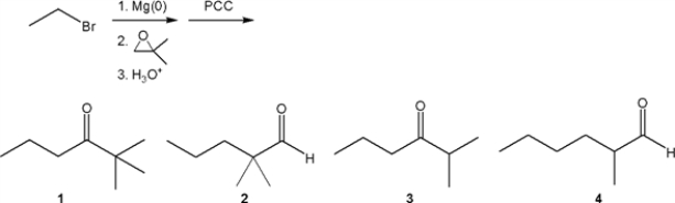 <strong>What is the major organic product obtained from the following sequence of reactions? </strong> A) 1 B) 2 C) 3 D) 4