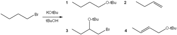 <strong>What is the major organic product obtained from the following reaction? </strong> A) 1 B) 2 C) 3 D) 4