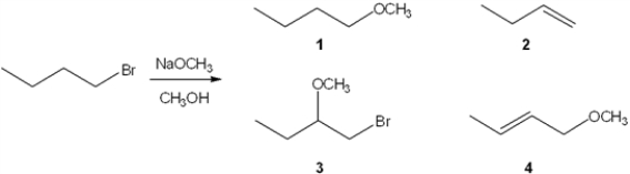 <strong>What is the major organic product obtained from the following reaction? </strong> A) 1 B) 2 C) 3 D) 4