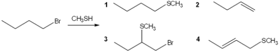 <strong>What is the major organic product obtained from the following reaction? </strong> A) 1 B) 2 C) 3 D) 4