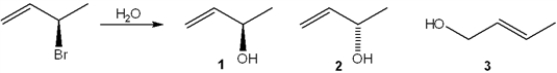 <strong>What is(are) the major organic product(s) obtained from the following substitution reaction? </strong> A) only 1 B) only 2 C) only 1 and 2 D) 1, 2 and 3