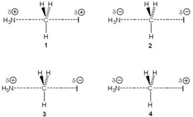 <strong>Which of the following represents the transition state of the reaction between methyl iodide and ammonia? </strong> A) 1 B) 2 C) 3 D) 4