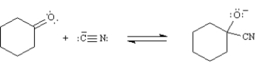 In the following reaction the cyanide ion is both a nucleophile and a Lewis acid.