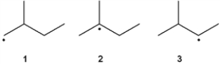 What is the correct order of stability of the following radicals (more stable > less stable)?