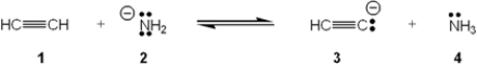<strong>Which species is the conjugate acid in the following acid-base reaction? </strong> A) 1 B) 2 C) 3 D) 4