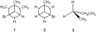 <strong>Which of the following compounds is/are chiral? </strong> A) only 1 B) only 1 and 2 C) only 2 and 3 D) 1, 2 and 3