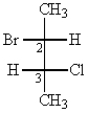 The absolute configurations around C-2 and C-3 in the following Fischer projection are, respectively, ____. (Enter the two configurations separated by a comma.)