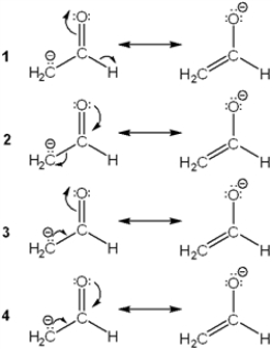 <strong>Which of the following shows curved arrows that correctly accounts for the differences between the two structures? </strong> A) 1 B) 2 C) 3 D) 4