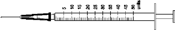 Mark the syringe with the ordered amount of regular and intermediate-acting insulin. -Ordered: 12 \text { units } of Novolog and 22 \text { units } of Novolin N.