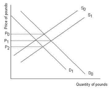 Britain can use expansionary monetary and fiscal policies that will increase income in Britain and stimulate imports that will be paid for via an increase in the supply of Pounds.This is illustrated below as shift in supply from S<sub>0</sub> to S<sub>1</sub>.Note this increase in supply has the desired effect of decreasing the value of the Pound (to P<sub>1</sub> < P<sub>0</sub>).These policies will also raise the price of British goods.That will lower the demand for British pounds and ultimately reduce the international value of the British pound (to P<sub>2</sub> < P<sub>1</sub>).