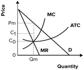 <strong>Refer to the following graph. Although this monopolist could technically keep average total costs down to C<sub>0, </sub>its costs are C<sub>1</sub>. This is an example of a(n):</strong> A) lazy monopolist. B) Y-inefficient firm. C) monopolistic minimizer. D) oligopolistic market.