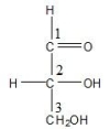 <strong>For D-glyceraldehyde shown below, which carbon, if any, is chiral? </strong> A)C-1 B)C-2 and C-3 C)C-2 D)None of the carbon atoms are chiral. E)C-3