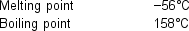 <strong>Sarin is a nerve gas that was previously used as a chemical weapon.Considering the physical properties of sarin shown in the table, which statement about sarin is FALSE? </strong> A)A sample of sarin at 0°C exists as a liquid. B)A sample of sarin at room temperature (22°C) exists as a liquid. C)A sample of sarin at -100°C exists as a solid. D)A sample of sarin at 100°C exists as a gas. E)A sample of sarin at 170°C exists as a gas.
