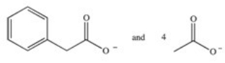 <strong>What products are formed in the complete β-oxidation of the ω-labeled fatty acid 10-phenyldecanoic acid,shown below? </strong> A) B) C) D) E)This compound does not undergo β-oxidation.