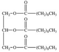 <strong>A tube of lipstick lists capric triglyceride among its ingredients.Capric triglyceride is a simple triglyceride containing capric acid,a 10-carbon saturated fatty acid.What is the structure of capric triglyceride?</strong> A) B) C) D) E)
