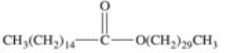 <strong>When palmitic acid,a 16-carbon saturated fatty acid,reacts with a 30-carbon unbranched alcohol,a wax is formed.What is the structure of this wax?</strong> A) B) C) D) E)