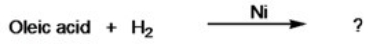 <strong>What is the name of the product that results from the hydrogenation reaction below? </strong> A)stearic acid B)arachidic acid C)palmitic acid D)linoleic acid E)capric acid