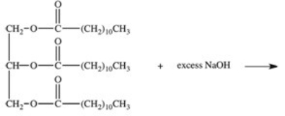<strong>Saponification of the triglyceride shown below produces soap.What is the structure of the soap? </strong> A)Na<sup>+ −</sup>O(CH<sub>2</sub>)<sub>10</sub>CH<sub>3</sub> B) C) D) E)