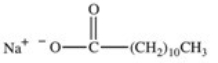 <strong>Saponification of the triglyceride shown below produces soap.What is the structure of the soap? </strong> A)Na<sup>+ −</sup>O(CH<sub>2</sub>)<sub>10</sub>CH<sub>3</sub> B) C) D) E)