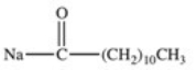 <strong>Saponification of the triglyceride shown below produces soap.What is the structure of the soap? </strong> A)Na<sup>+ −</sup>O(CH<sub>2</sub>)<sub>10</sub>CH<sub>3</sub> B) C) D) E)