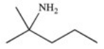 <strong>Which of the statements concerning the compound below is INCORRECT? </strong> A)It is a tertiary amine. B)Its molecular formula is C<sub>6</sub>H<sub>15</sub>N. C)Its name is 2-methyl-2-pentanamine. D)It is able to form intermolecular hydrogen bonds. E)It can act as a base.