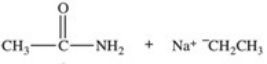 <strong>What two products are formed in the hydrolysis reaction shown below? </strong> A) B) C) D) \mathrm{Na}^{+}+\mathrm{NH}_{2} \mathrm{CH}_{2} \mathrm{CH}_{3} E) +\mathrm{HOCH}_{2} \mathrm{CH}_{3}