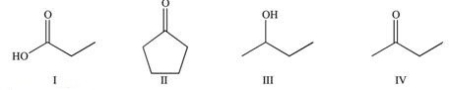 <strong>Which of the following compounds would be expected to react similarly in a chemical reaction? </strong> A)I and III B)II and IV C)I and IV D)I,II,and IV E)I,III,and IV