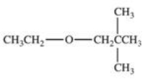 <strong>Which of the following is the structure for methyl tertiary butyl ether?</strong> A) B) C) D) E) \mathrm { CH } _ { 3 } - \mathrm { O } - \mathrm { CH } _ { 2 } \mathrm { CH } _ { 2 } \mathrm { CH } _ { 2 } \mathrm { CH } _ { 3 }
