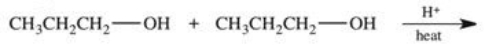 <strong>The condensation reaction between the two alcohols below produces what type of compound? </strong> A)alkene B)alkane C)carboxylic acid D)ester E)ether