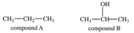 <strong>Which statement concerning the two compounds shown below is FALSE? </strong> A)Compound A and compound B are both organic compounds. B)Compound A and compound B are both hydrocarbons. C)Compound B has stronger intermolecular forces than compound A. D)Compound A is likely a gas at room temperature and compound B is likely a liquid at room temperature. E)Compound B has a higher boiling point than compound A.