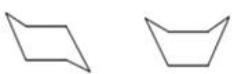 <strong>The chair and boat conformations of cyclohexane are shown below.Which statement best explains why the chair conformation is more stable than the boat conformation? </strong> A)The hydrogen atoms in the chair conformation are all staggered,which minimizes the repulsion of the bonding electrons. B)The carbon atoms in the chair conformation are all eclipsed,which provides for the ideal bond angle of 109.5°. C)The carbon atoms in the chair conformation are closer together than in the boat conformation,which provides for stronger C-C bonds. D)The hydrogen atoms in the chair conformation are closer together than in the boat conformation,which provides for stronger C-H bonds. E)The C-C bonds in the chair conformation are all staggered,which maximizes the energy of the molecule.