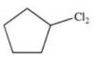 <strong>Which of the following is the monohalogenated product that results when cyclopentane undergoes chlorination according to the reaction below? + \mathrm { Cl } _ { 2 } \stackrel { \text { light } } { \longrightarrow } </strong> A) B) C) D) E)