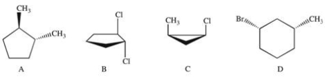 Which compound(s)below contain substituents that are trans?  