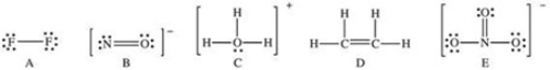 <strong>Which of the following Lewis structures has a possible resonance structure? </strong> A)A B)B C)C D)D E)E