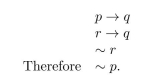 Let p be 12 divides 709,438, q be 3 divides 709,438, and r be The sum of the digits of 709,438 is divisible by 9. Then the given argument has the following form: Row 2 of the truth table shows that it is possible for an argument of this form to have true premises and a false conclusion. Therefore, the given argument is invalid.