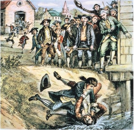 <strong>Questions 4-5 refer to the following image. Credit: North Wind Picture Archives/Alamy Stock Photo Based on this image,what was one result of the foreclosures imposed by Massachusetts state courts?</strong> A)The Committee of Correspondence-Consider This: These protests led to a call for a convention to consider revising the Articles of Confederation. B)The nation moved away from agriculture and became more industrial. C)Farmers moved westward to enjoy the available land there. D)A violent farmer uprising under the direction of Daniel Shays.