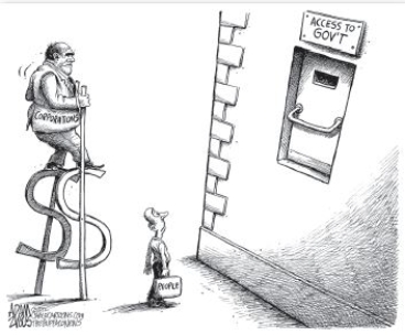 <strong>Questions 6 and 7 refer to the following image.   Credit: Adam Zyglis/The Buffalo News/Cagle Cartoons,Inc. Based on the cartoon,which of the following do elitists generally argue?</strong> A)all legitimate groups are able to affect public policy by one means or another.- Consider This: Actually,pluralism argues this,elitism argues that one group holds the power. B)corporations hold tremendous power C)the American political terrain is characterized by a dispersion of power D)the government is run for the benefit of all the people <div style=padding-top: 35px> 