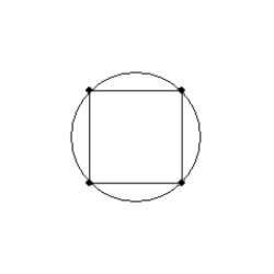 -A square is inscribed in a circle. If the area of the circle is 28.25 and the area of the square is 18 , find the area of the four-part region that lies outside the square but inside the circle.