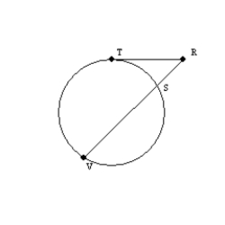 - is a tangent while is a secant for the circle shown. If TR = 6 and RS = 3, find RV.